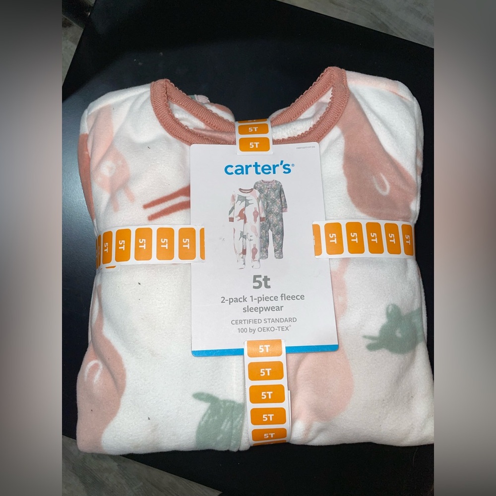 5T Carter's 2 Pack 1 Piece Footless Floral Fleece Sleepwear Set NWT